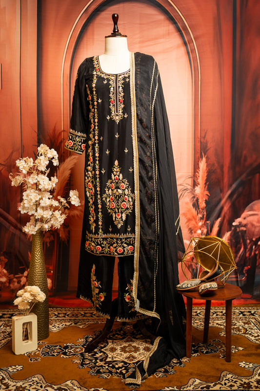 BLACK WITH ZARI WORK