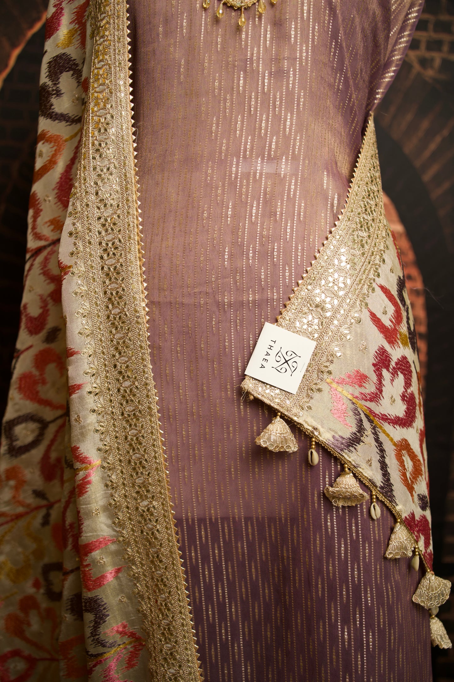 Pure Silk Tissue Dress with Vibrant Phulkari Dupatta