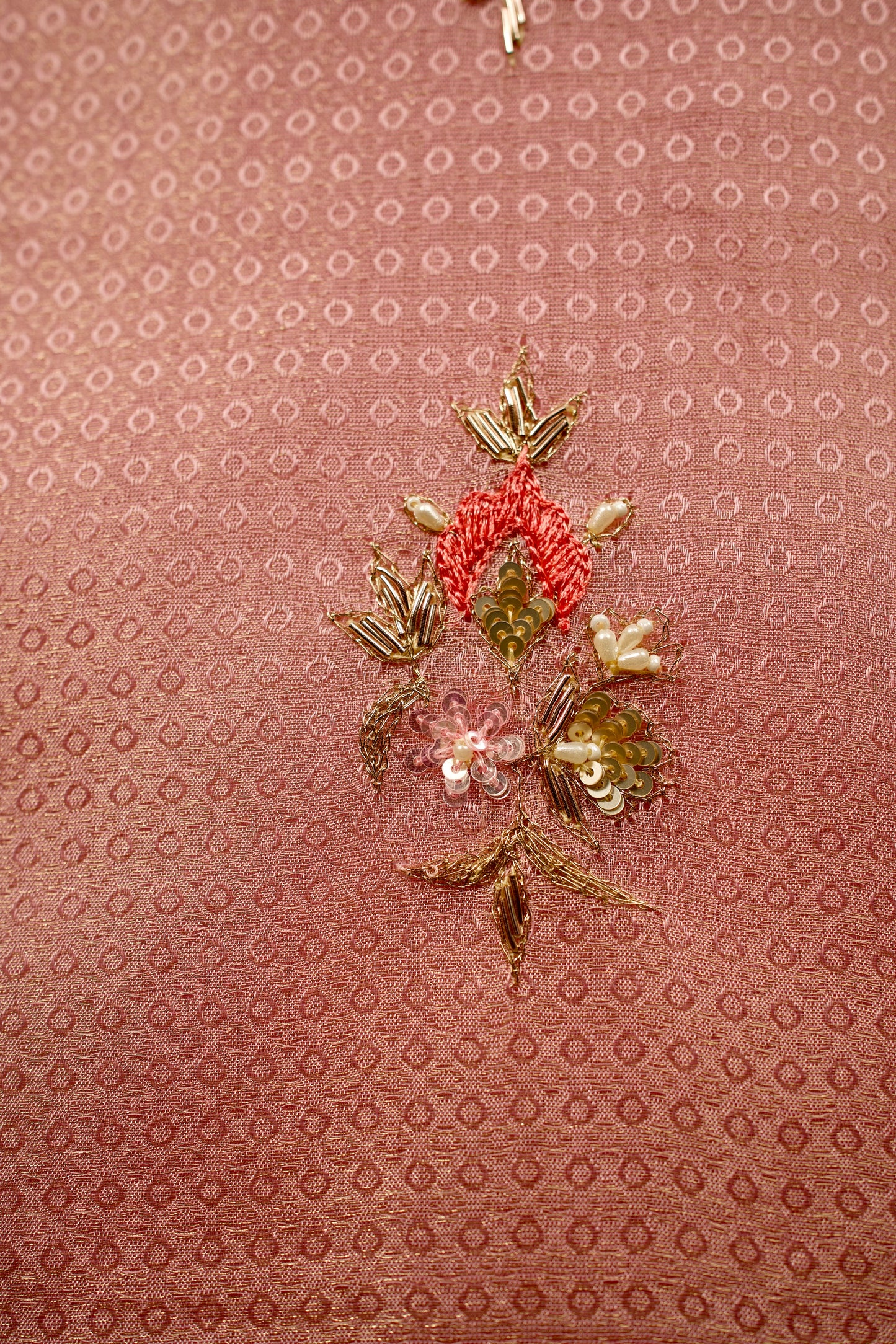 Pink Jacquard with Aari Work and Banarasi Dupatta