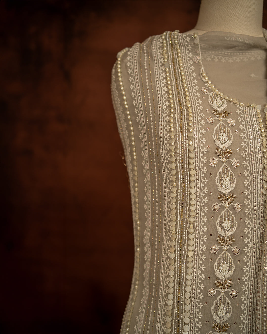 CHICKANKARI GREY WITH HANDWORK