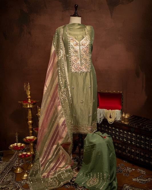 Silk Ensemble with Exquisite Gota Patti Work