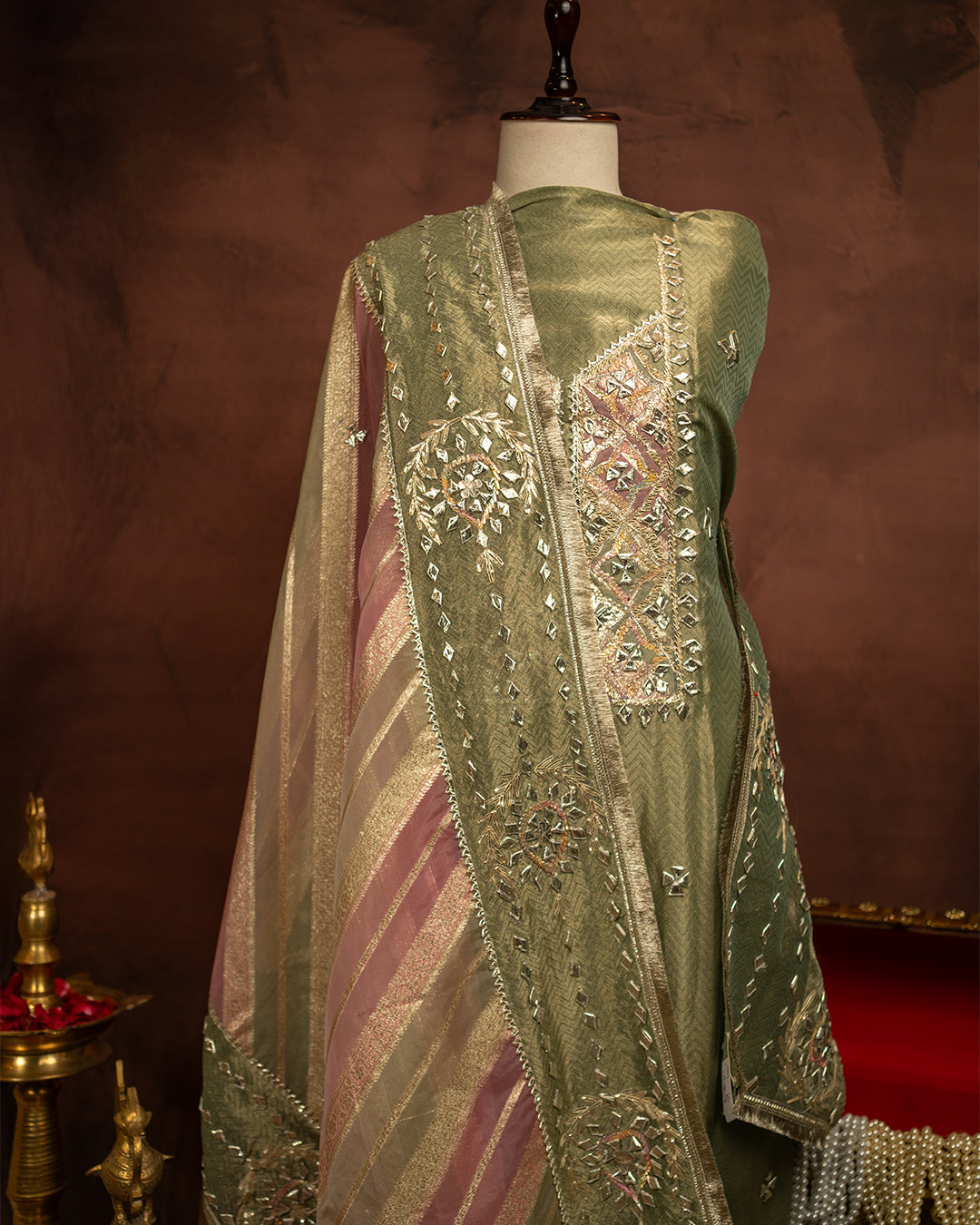 Silk Ensemble with Exquisite Gota Patti Work
