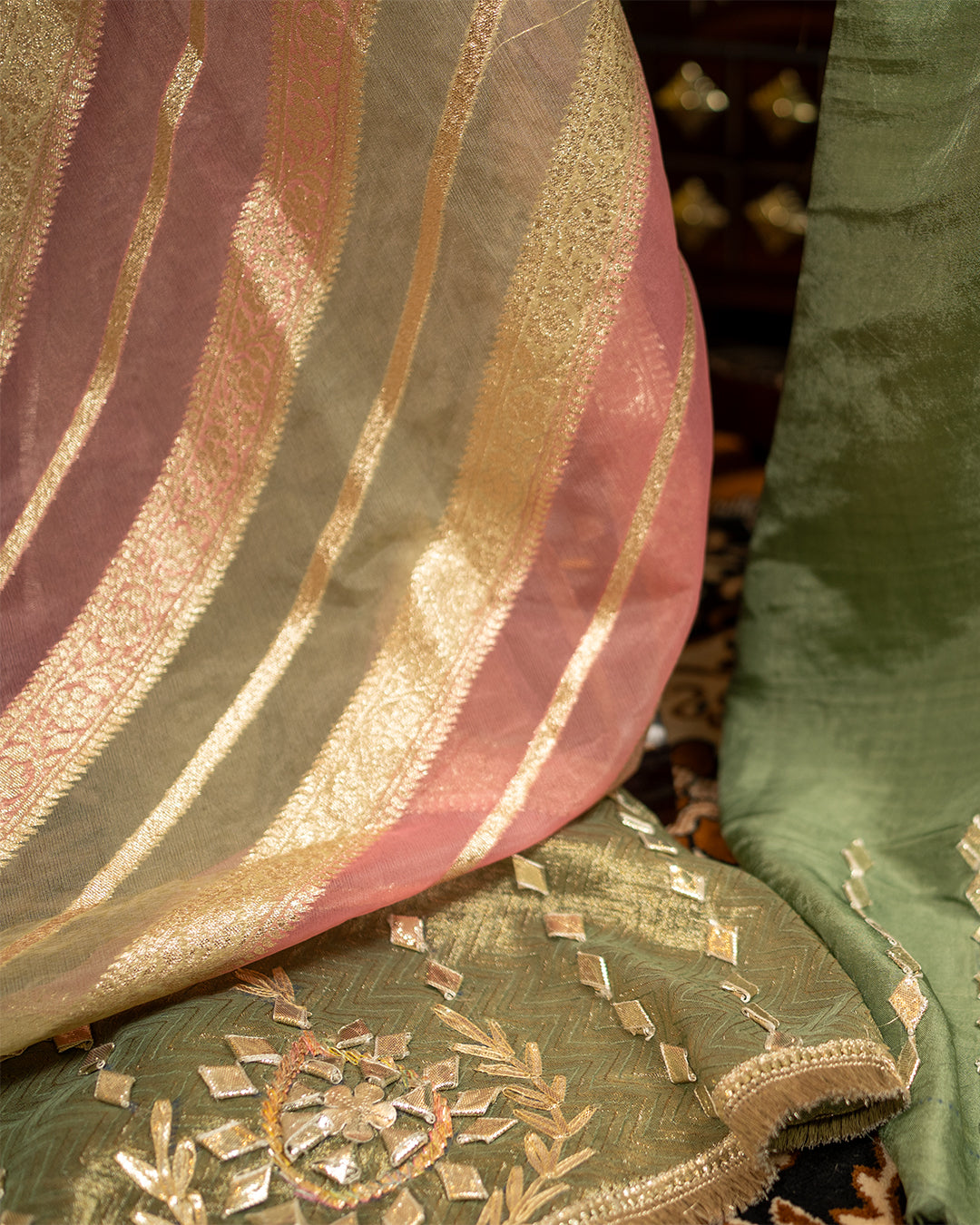 Silk Ensemble with Exquisite Gota Patti Work