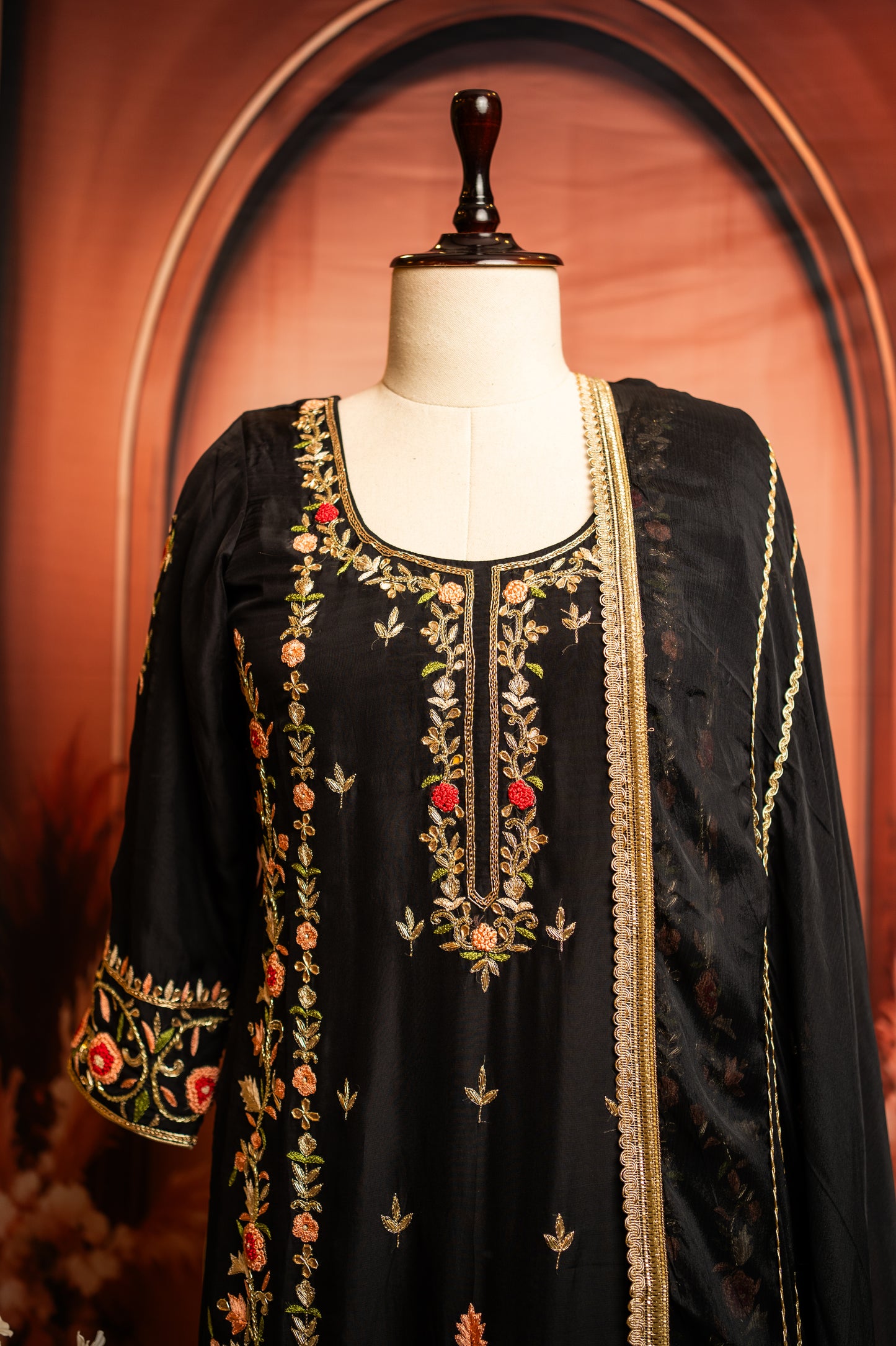 BLACK WITH ZARI WORK