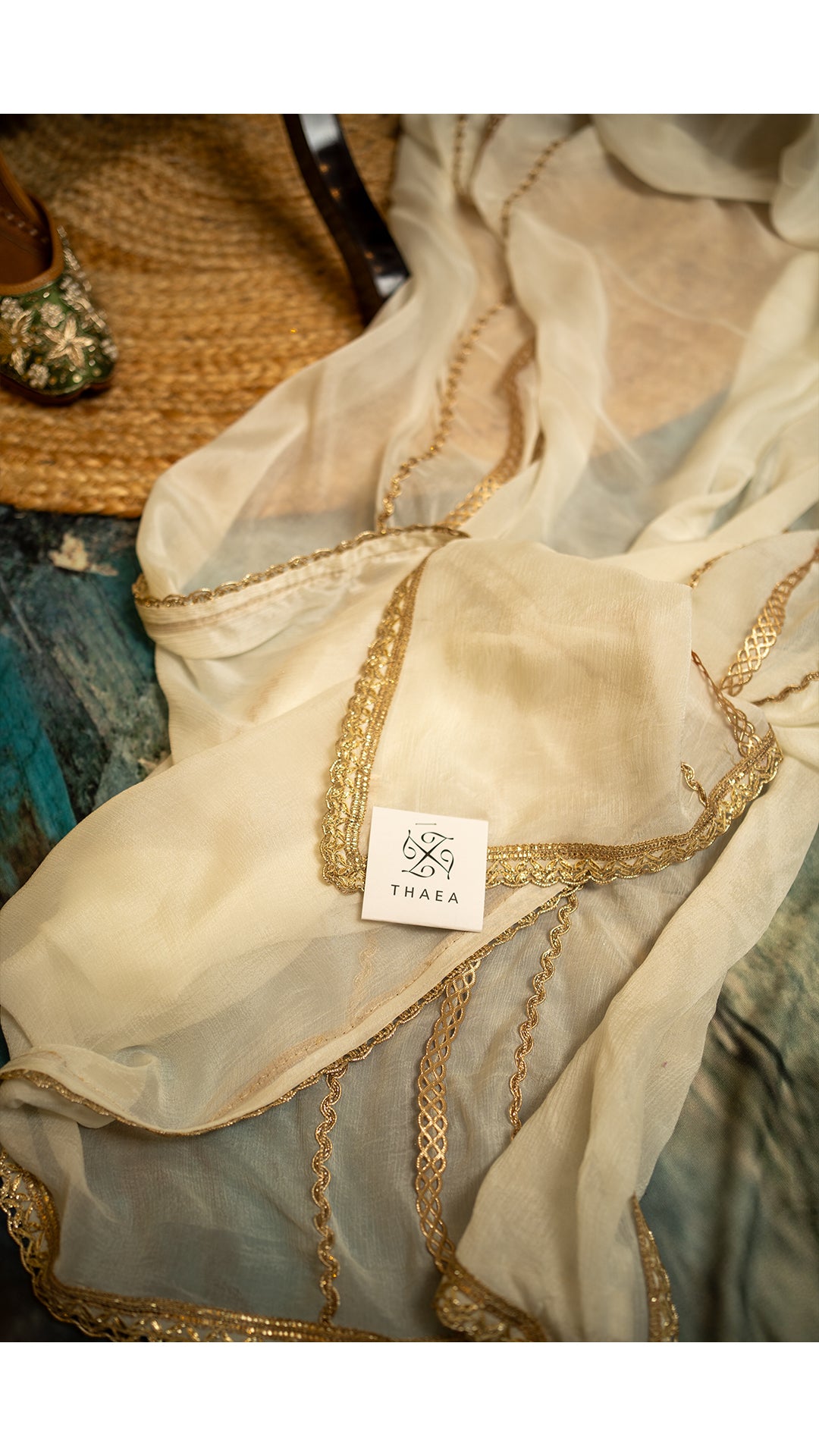 Elegant White Organza Fabric with Intricate Embroidery