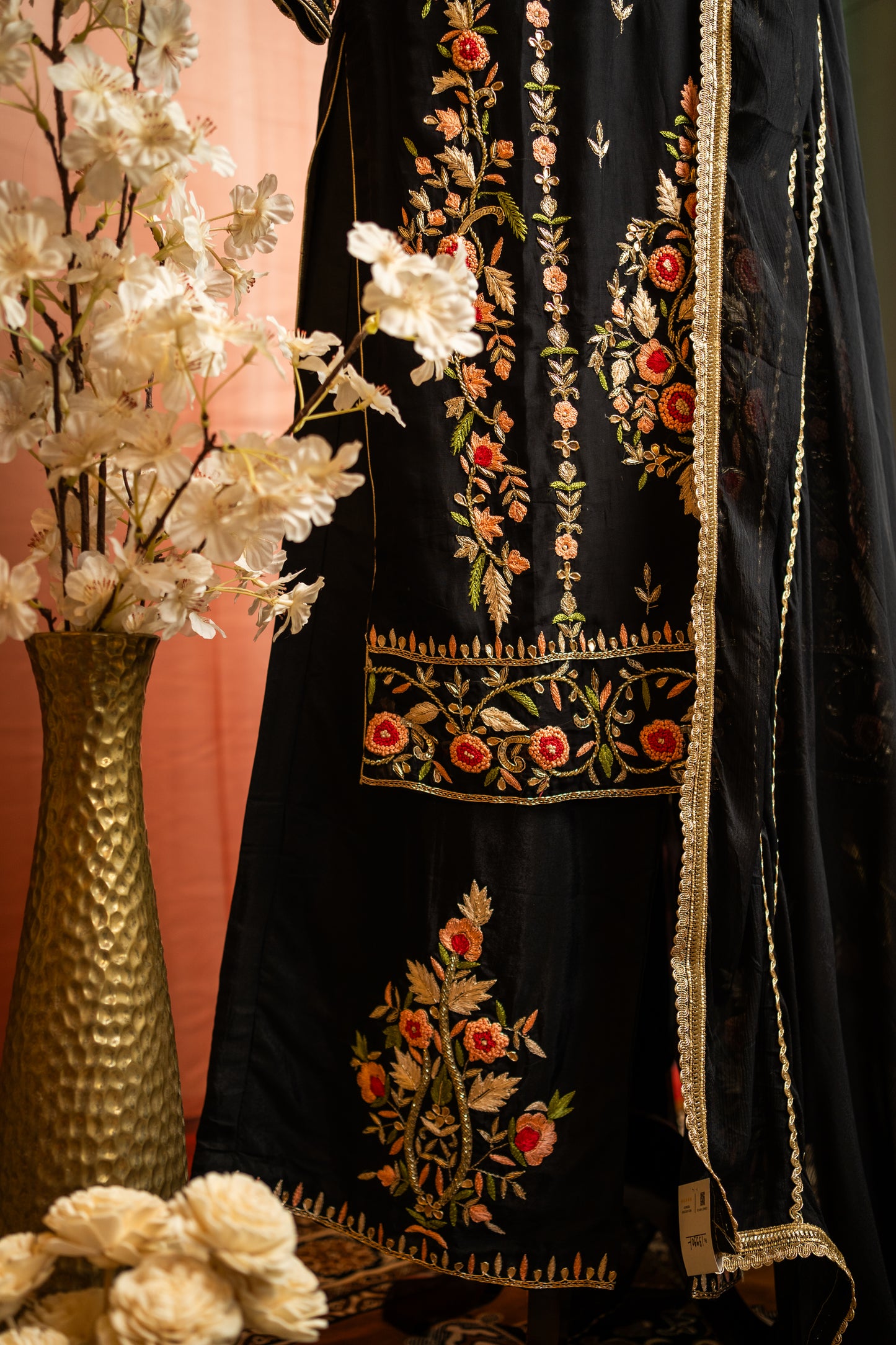 BLACK WITH ZARI WORK